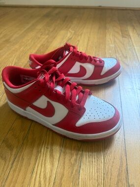 Nike Red and White Low-Top Sneakers